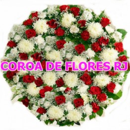 01 COROA DE FLORES SALPICADA DE ROSAS -> TAMANHO 1,30 X 1,00